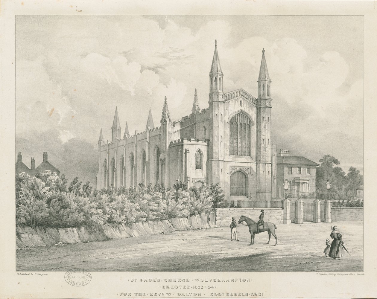 Wolverhampton - Église Saint-Paul : lithographie, nd [milieu du 19e siècle] - Charles Burton