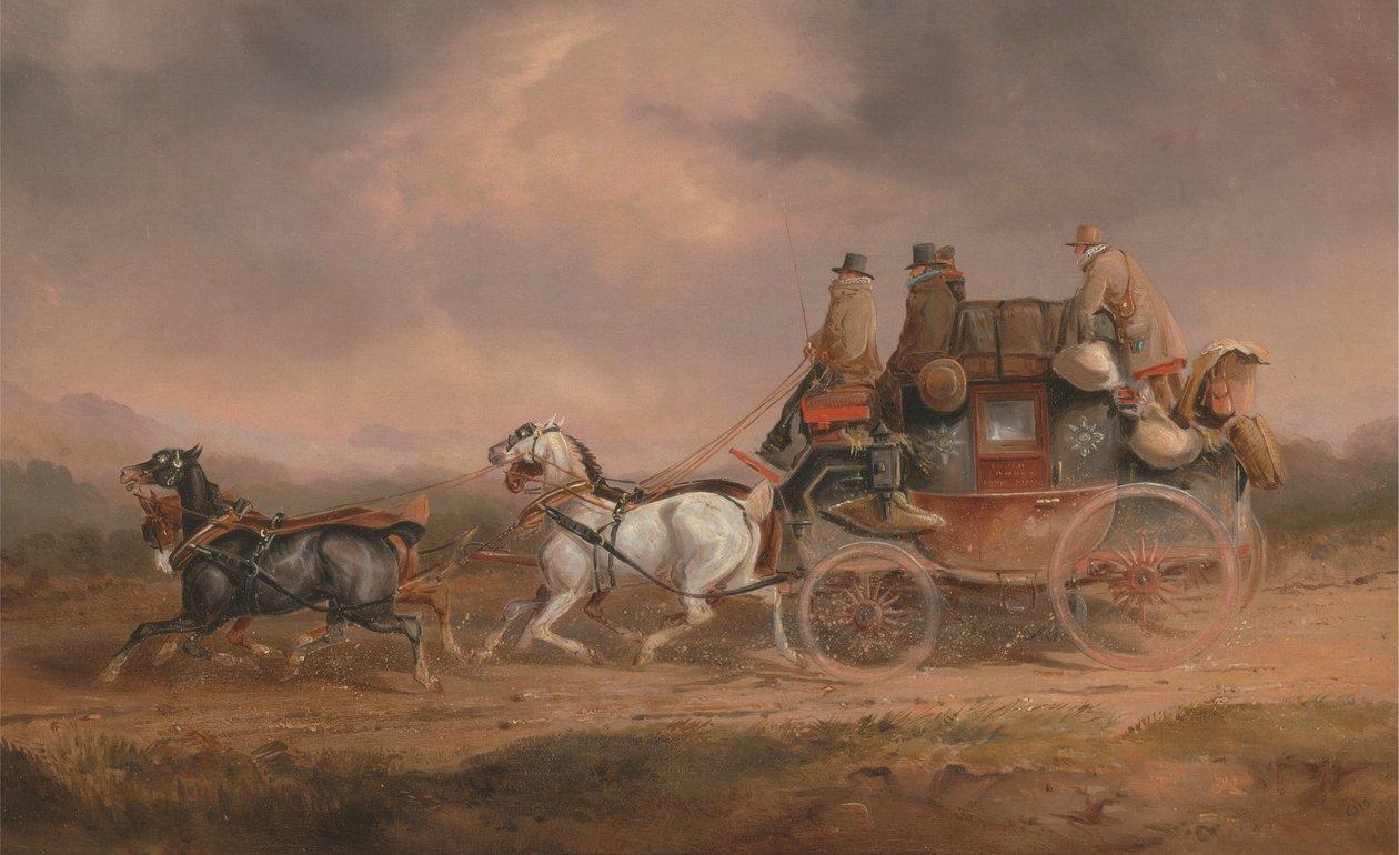 Diligences sur la route : le Royal Mail de Louth à Londres progressant à grande vitesse - Charles Cooper Henderson