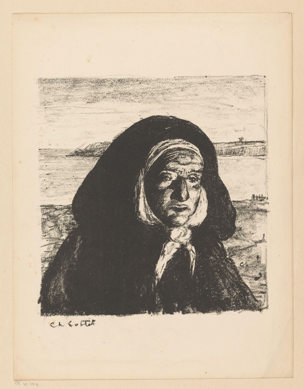 Vieille femme bretonne avec coiffe - Charles Cottet