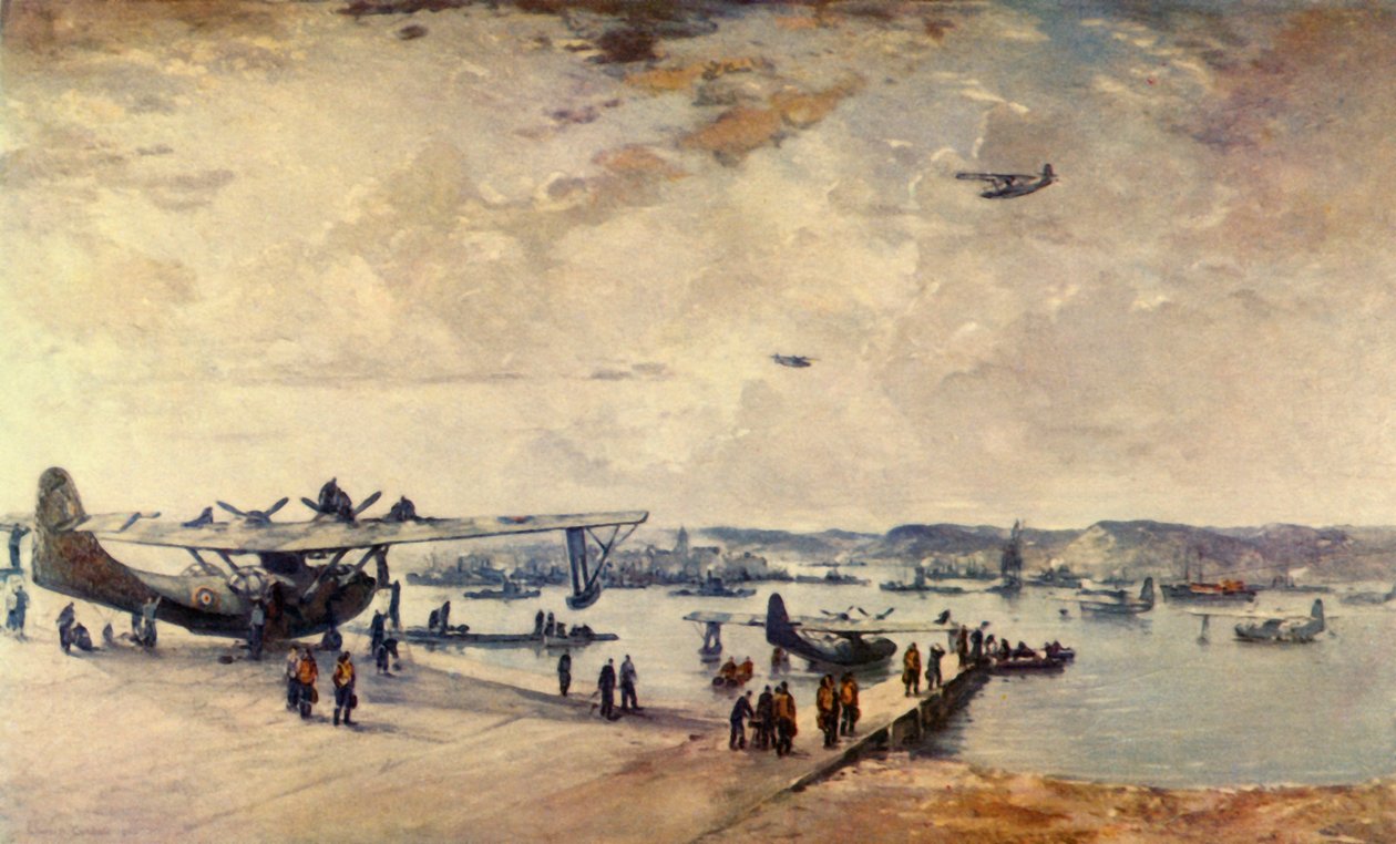 Une station-service - Hydravions, Seconde Guerre mondiale, 1944 - Charles Cundall