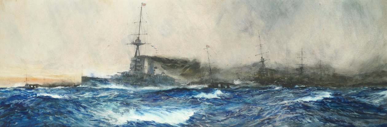 HMS Iron Duke en tête des autres navires de la flotte - Charles Dixon