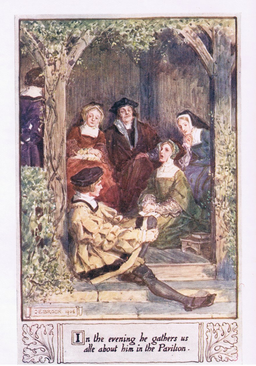 Le soir, il nous rassemble tous autour de lui dans le pavillon - Charles Edmund Brock