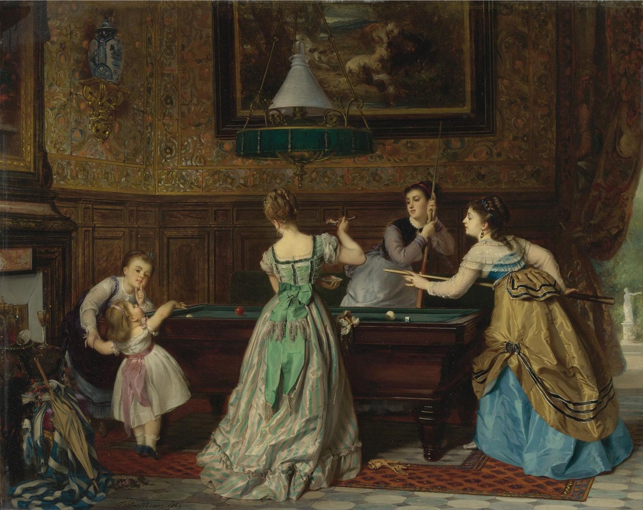 Dames jouant au billard, 1869 - Charles Edouard Boutibonne