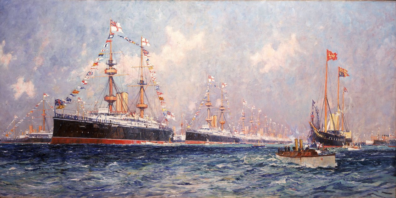 Le magazine pendant le jubilé de diamant de la reine Victoria (1819-1901) à Spithead (Angleterre), 26 juin 1897 - Charles Edward Dixon
