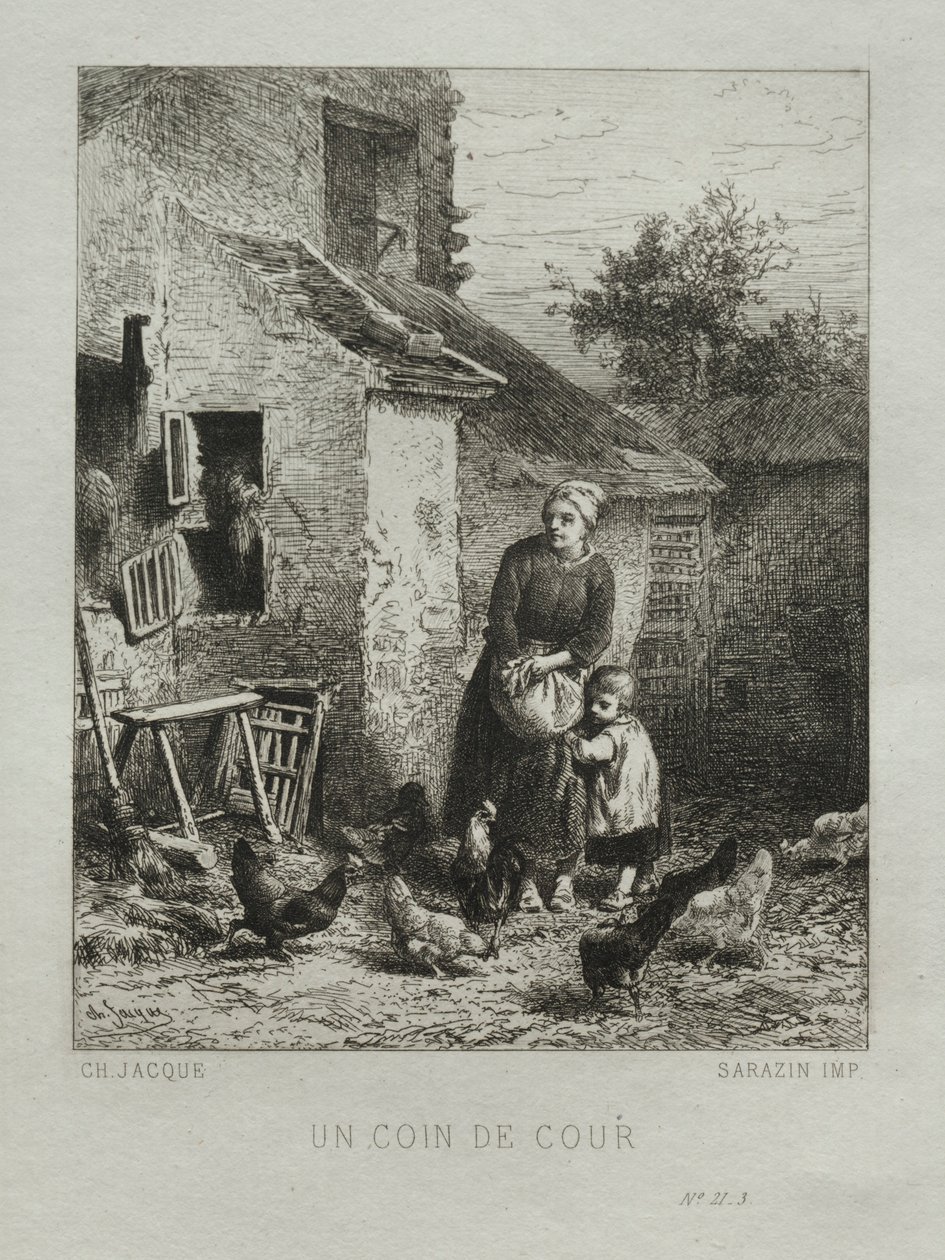 Un coin de la cour - Charles Emile Jacque