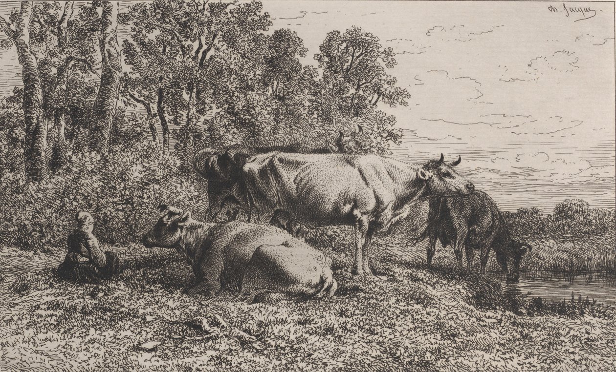 Vaches Néerlandaises - Charles Emile Jacque