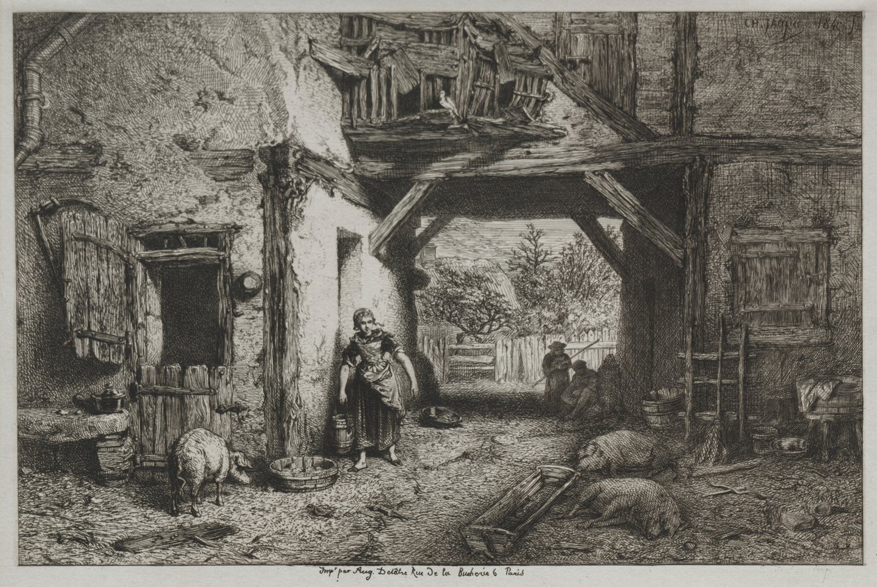 Intérieur de ferme - Charles Emile Jacque