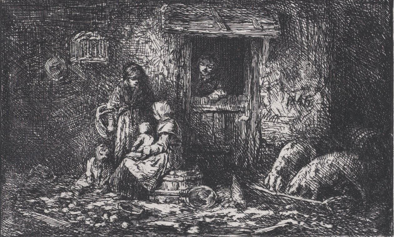Porte de la ferme - Charles Emile Jacque