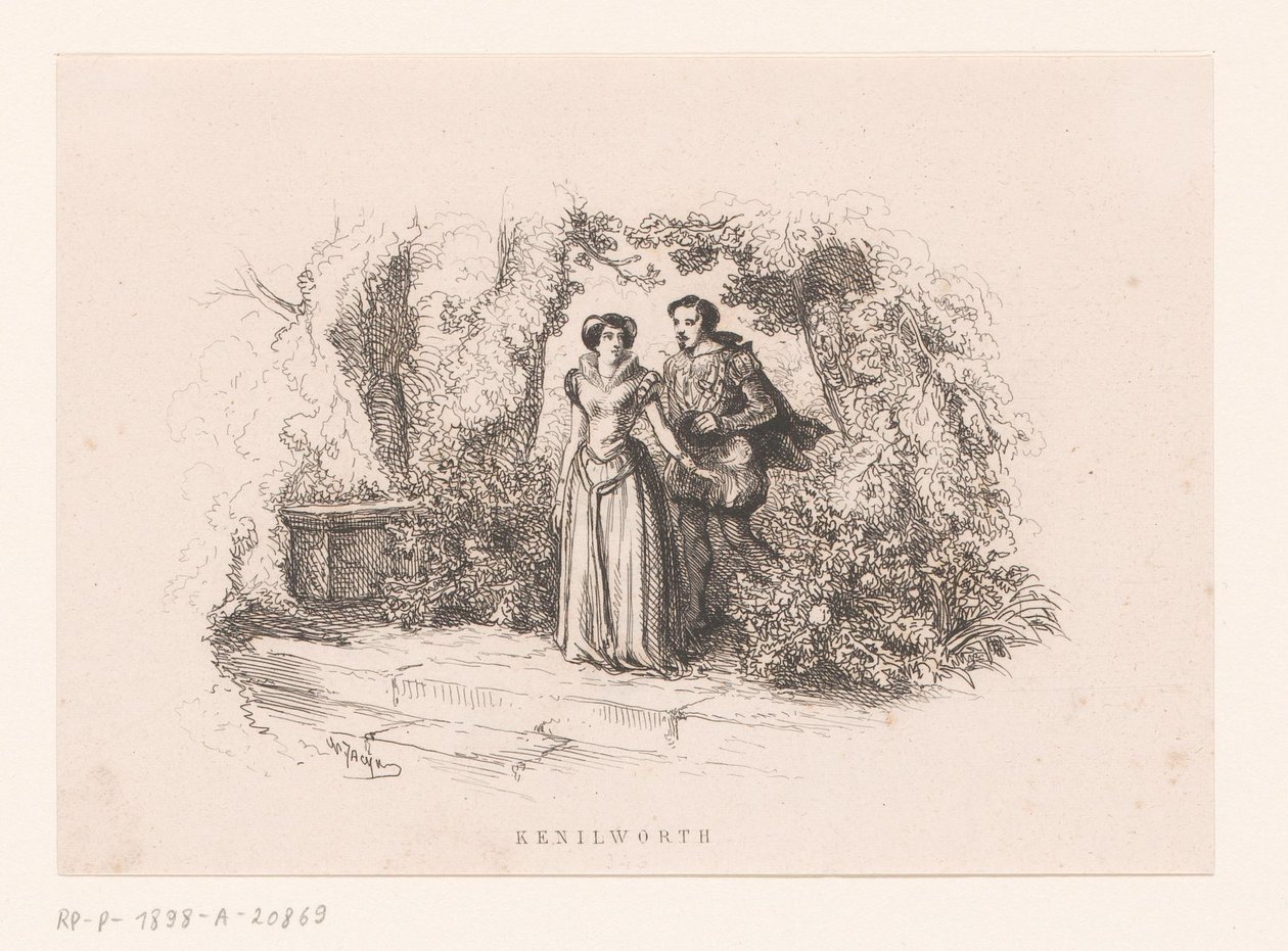 Couple dans un jardin - Charles Emile Jacque