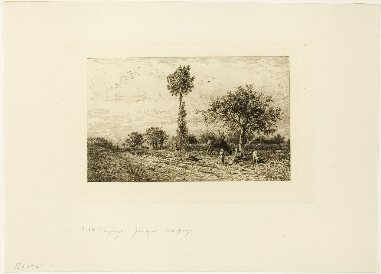 Paysage avec route sinueuse - Charles Emile Jacque