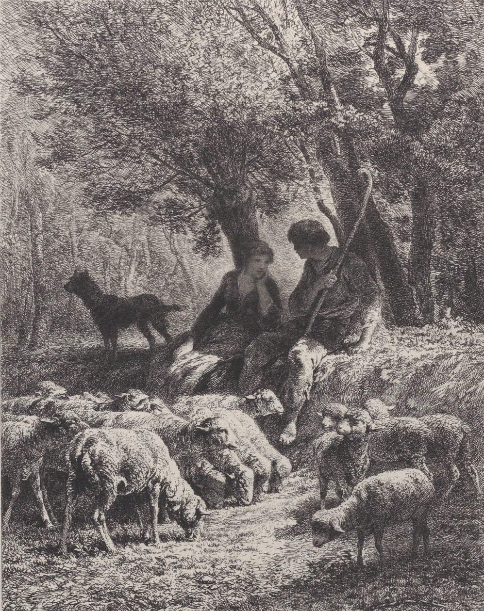 Scène pastorale - Charles Emile Jacque
