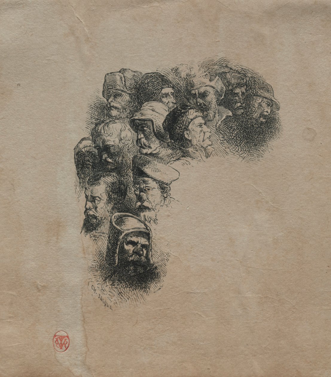 Étude de têtes - Charles Emile Jacque