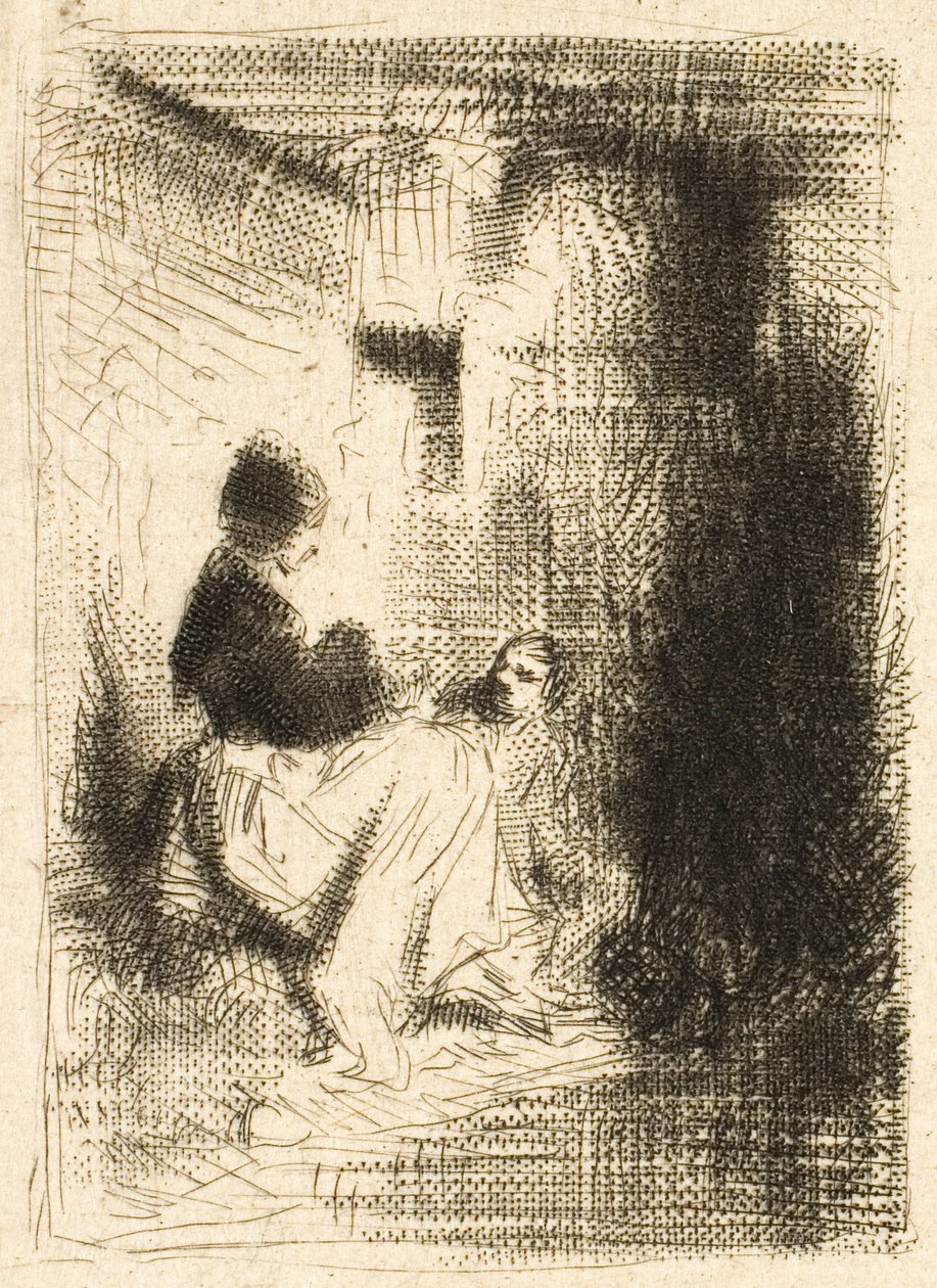 Femme et ses enfants - Charles Emile Jacque