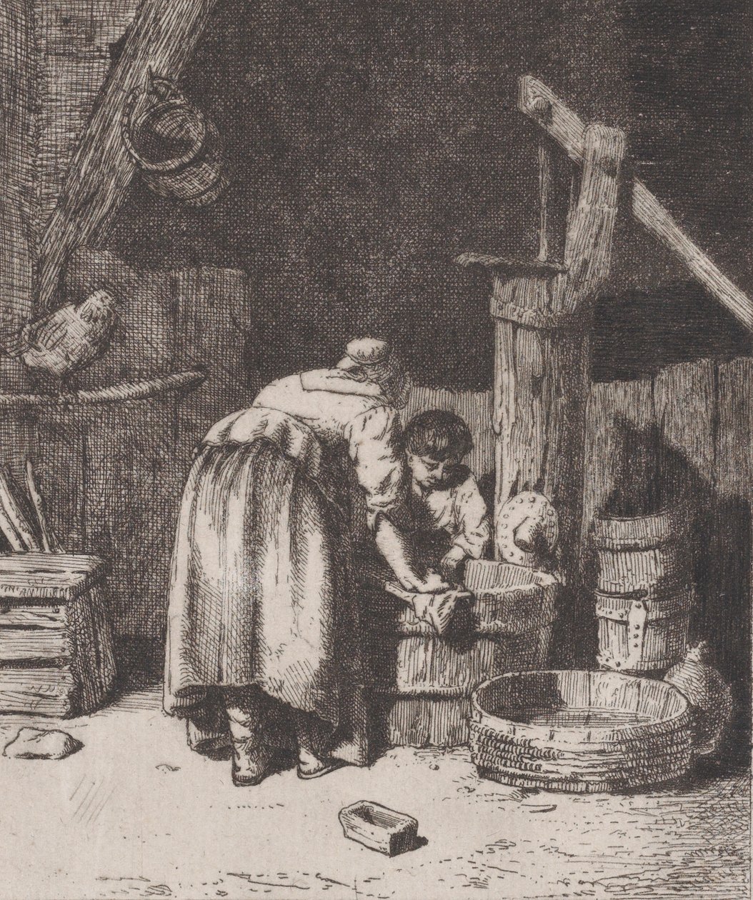 Femmes lavant, vers 1845-50 - Charles Emile Jacque