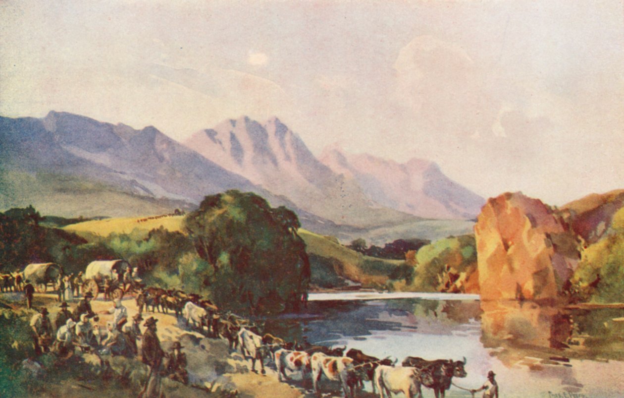 Les Voortrekkers (lithographie en couleur) - Charles Ernest Peers