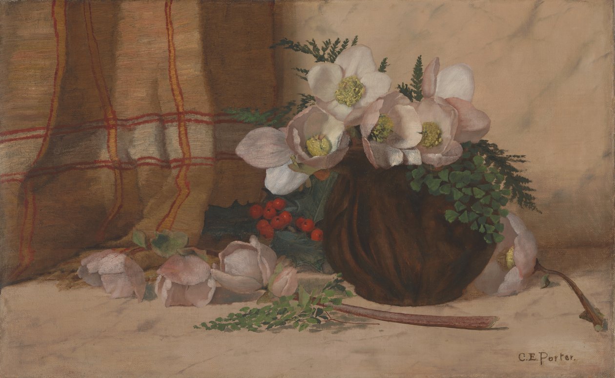 Nature morte aux roses, vers 1885-87 (huile sur lin) - Charles Ethan Porter