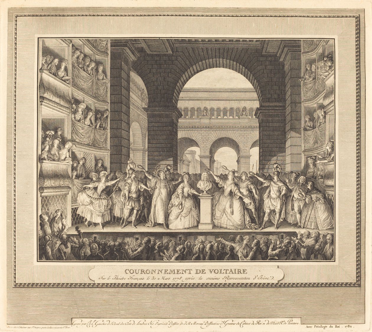 Couronnement de Voltaire - Charles Etienne Gaucher after Jean Michel Moreau
