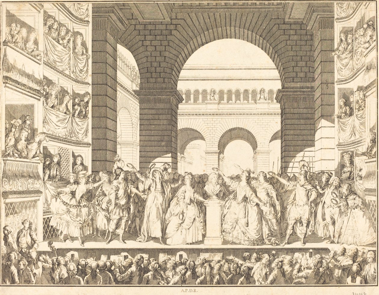 Couronnement de Voltaire - Charles Etienne Gaucher after Jean Michel Moreau