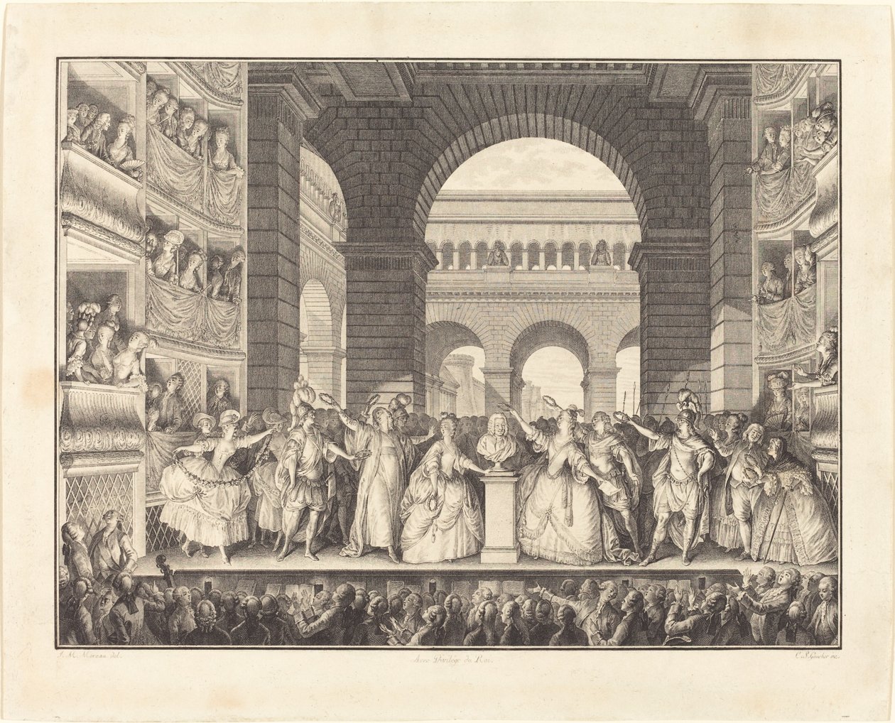 Le couronnement de Voltaire - Charles Etienne Gaucher after Jean Michel Moreau