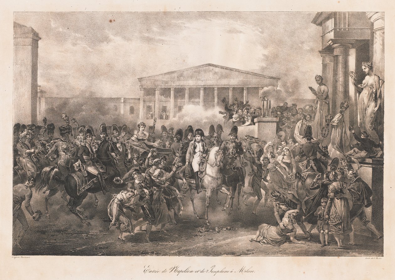 Entrée de Napoléon et Joséphine à Milan, début du XIXe siècle - Charles Etienne Pierre Motte