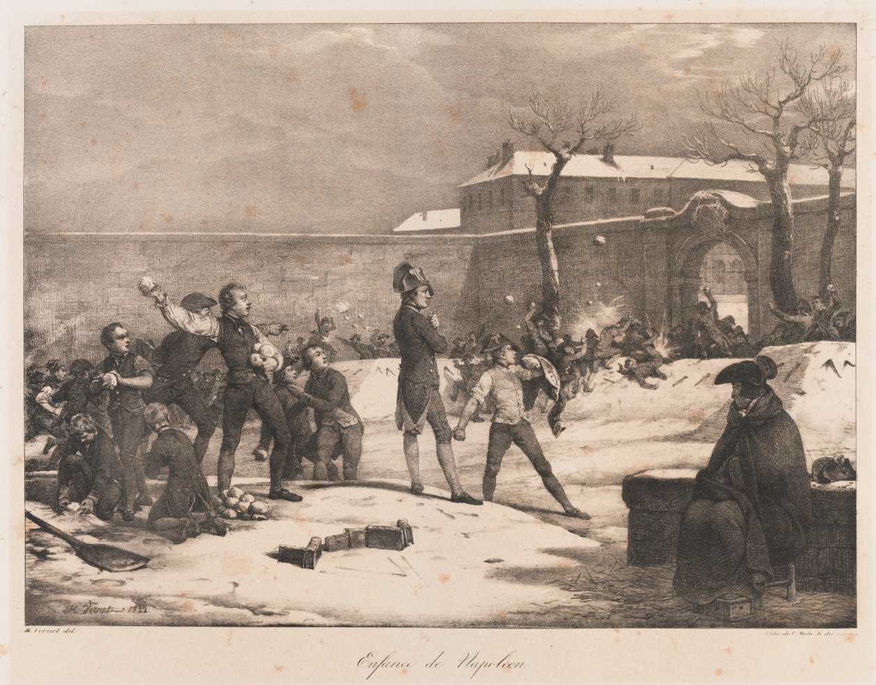 Enfance de Napoléon, début du 19ème siècle (lithographie) - Charles Etienne Pierre Motte