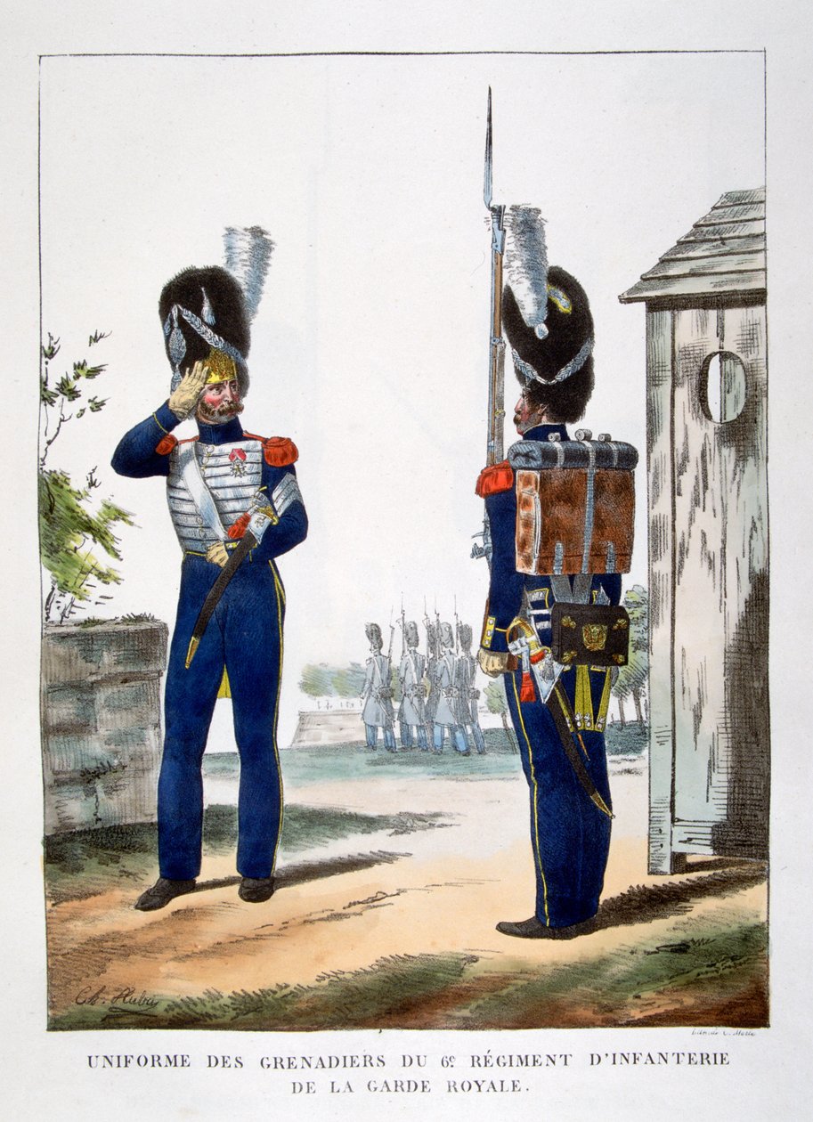 Uniformes des grenadiers de la garde royale française, 1823 - Charles Etienne Pierre Motte