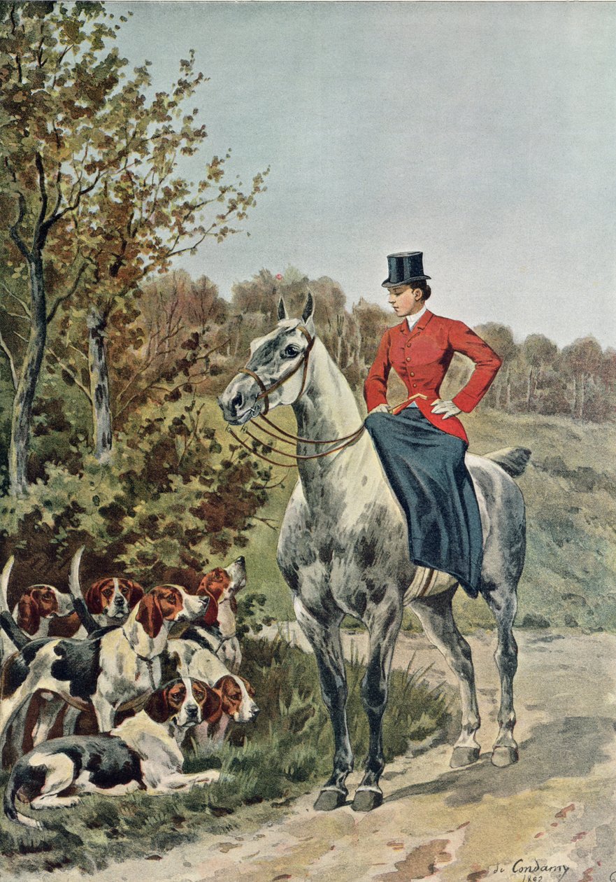 Cavalière avec des chiens, de 