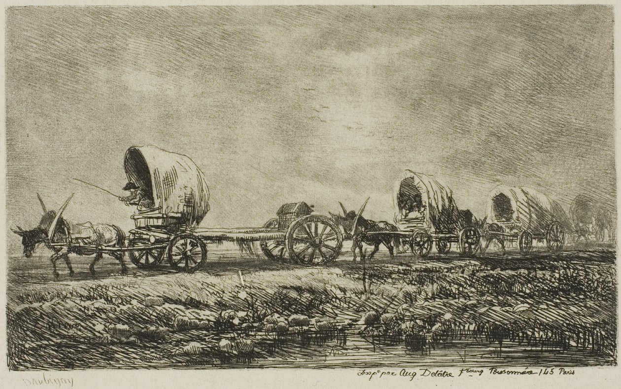 Chariots couverts (Souvenir du Morvan) - Charles Francois Daubigny