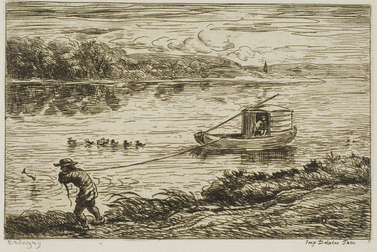 Garçon de navire tirant sur la corde (Hauling on the Rope) - Charles Francois Daubigny