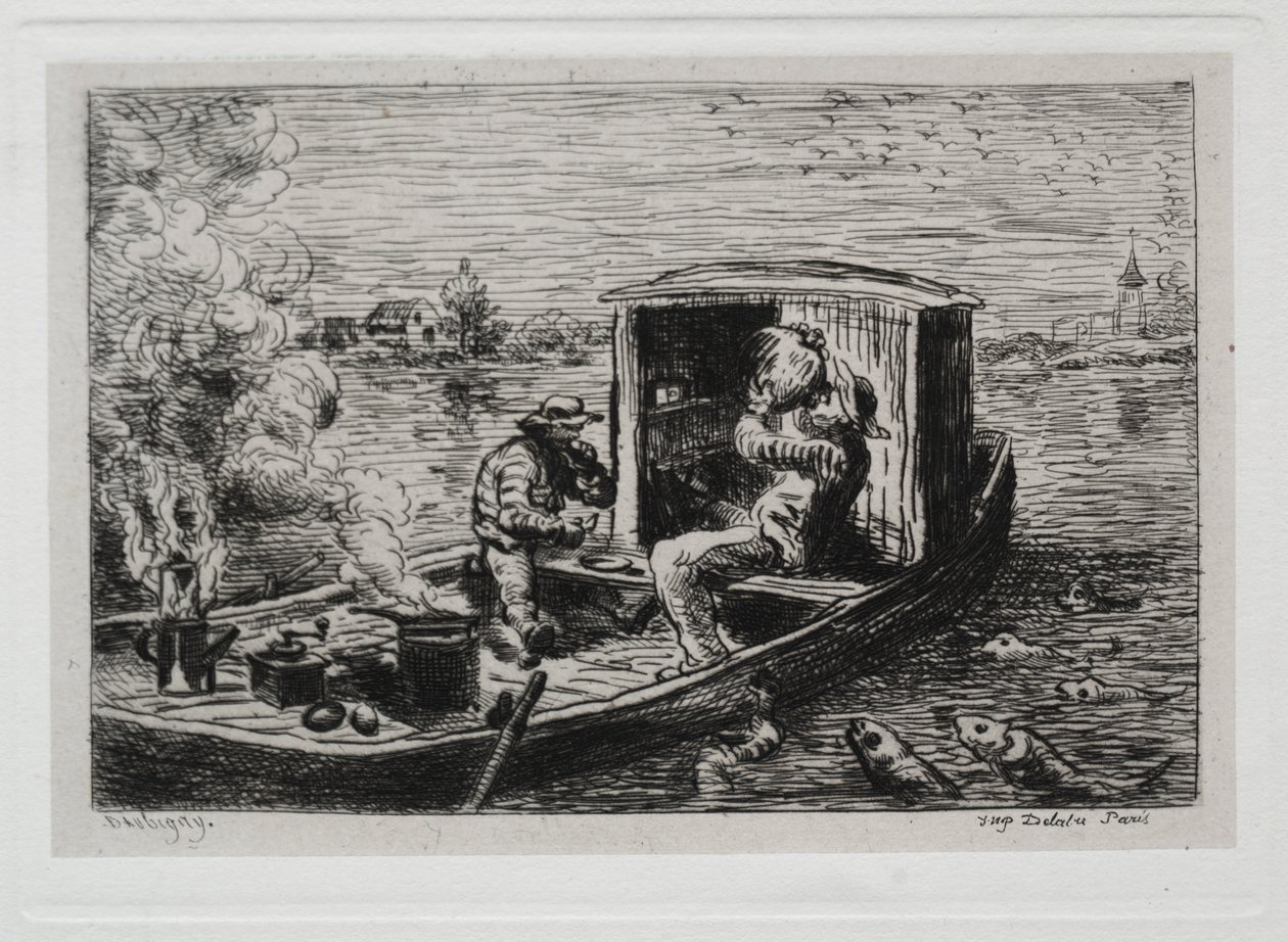 Le Voyage en Bateau : Festin ou Déjeuner sur le Bateau - Charles Francois Daubigny