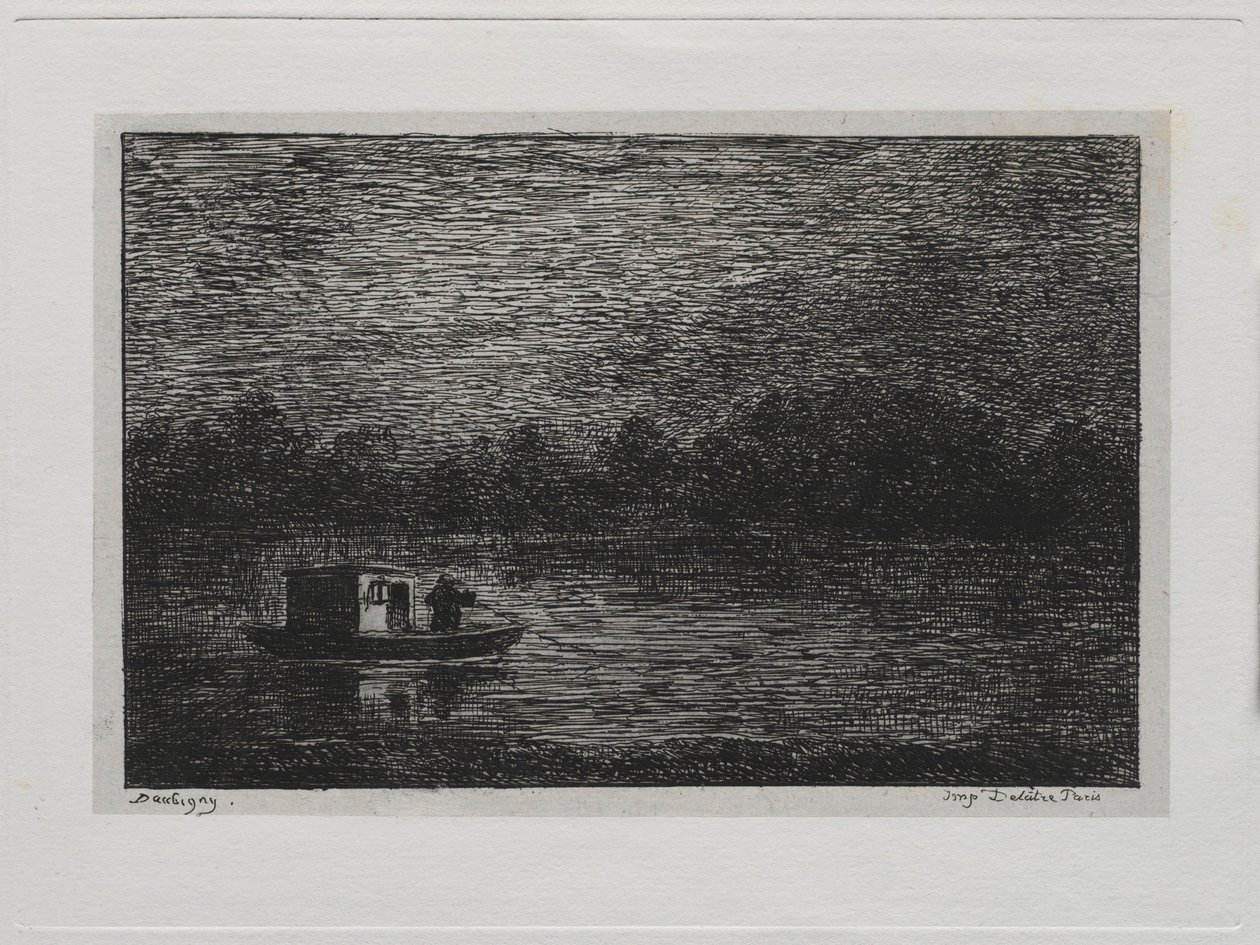 Le voyage en bateau : Voyage de nuit ou pêche au filet (deuxième version) - Charles Francois Daubigny