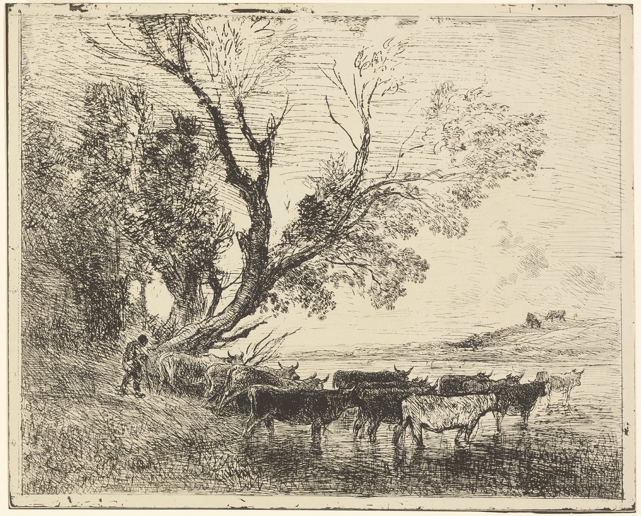 Le gué - Charles Francois Daubigny