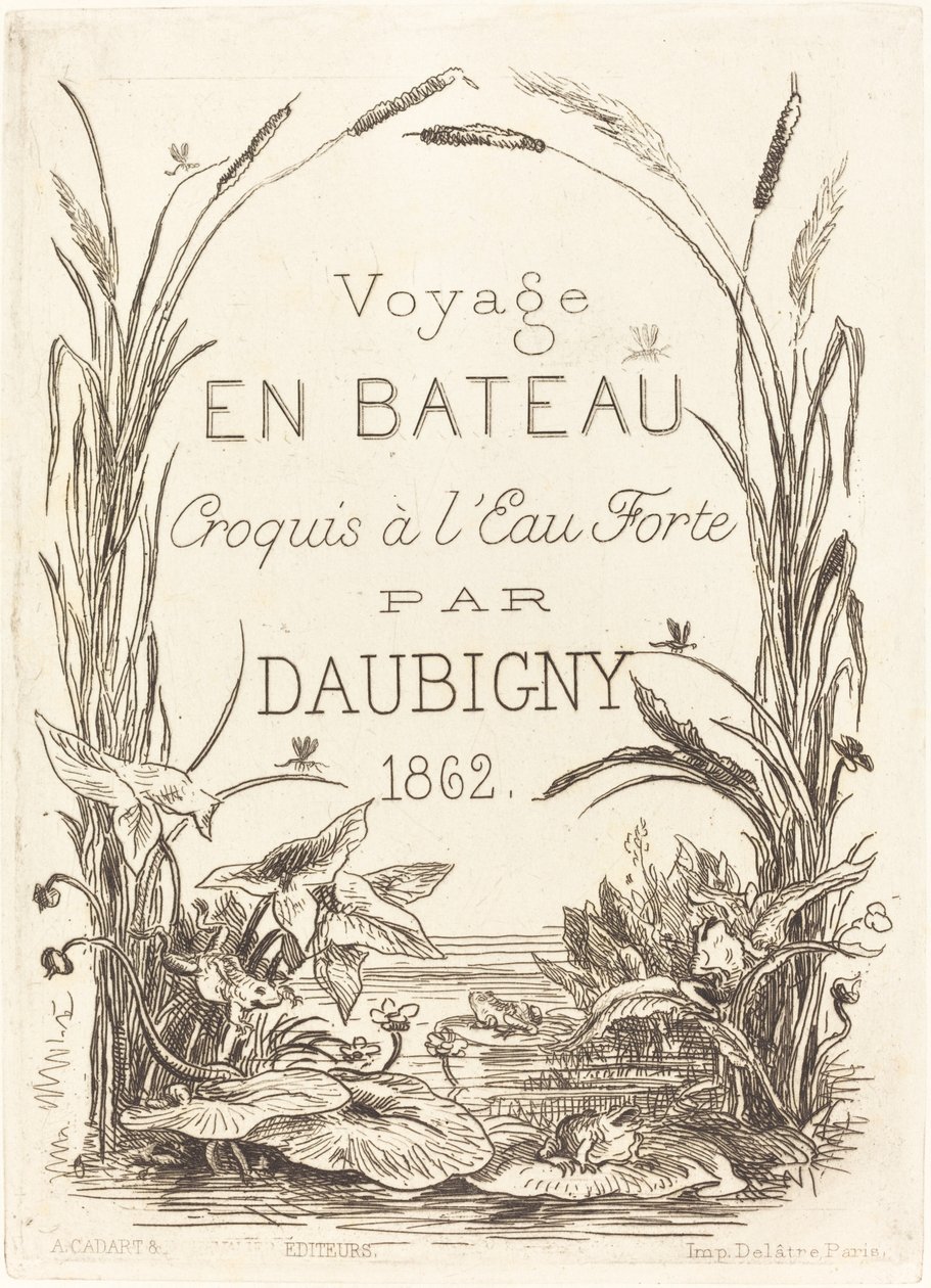 Page de titre pour "Voyage en bateau" - Charles Francois Daubigny