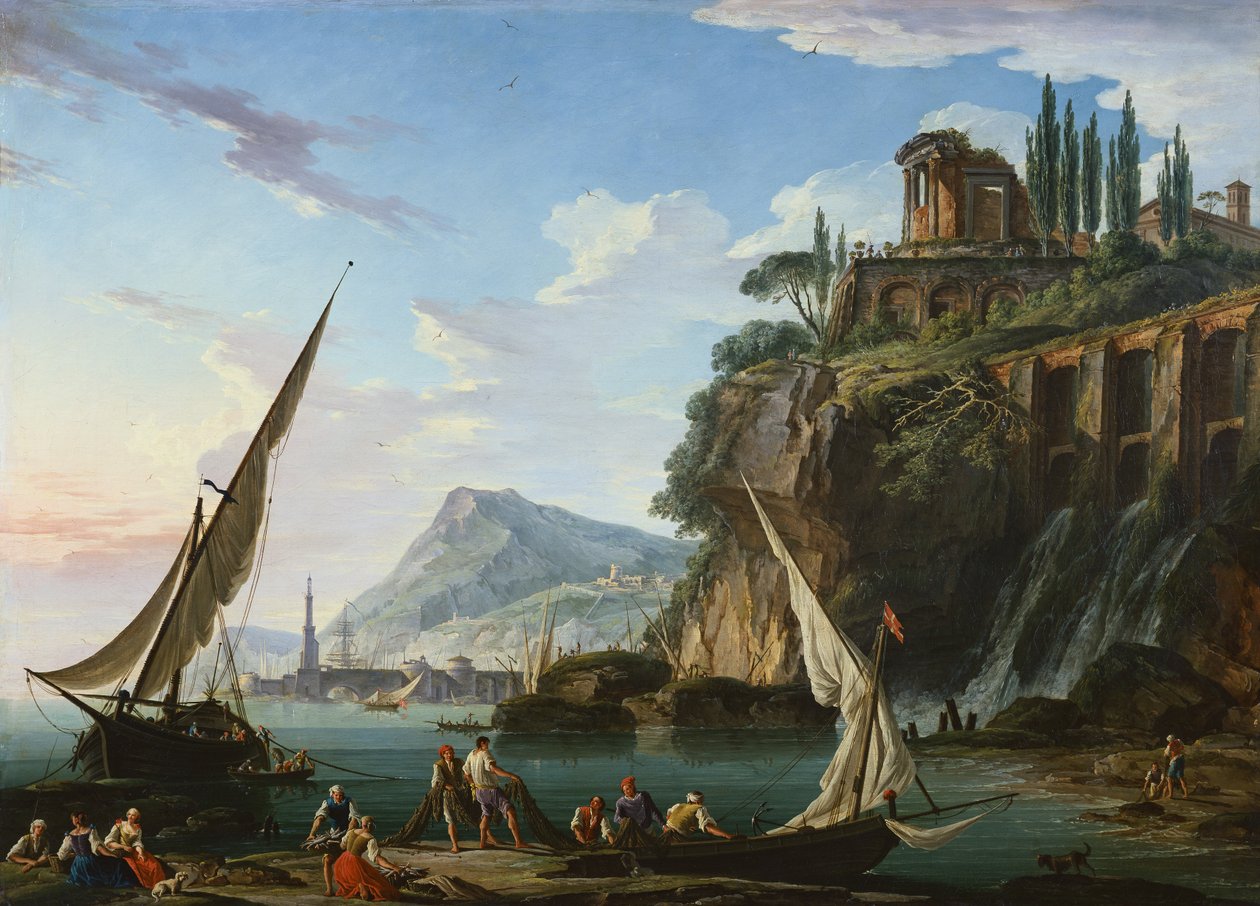 Scène côtière avec le Temple de Sibyl, Tivoli - Charles Francois Lacroix de Marseille