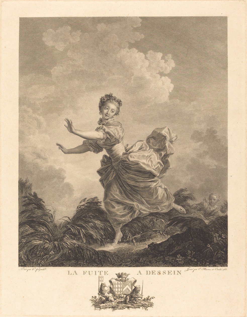 La fuite à dessein - Charles François Adrien Macret and Jacques Couché after Jean Honoré Fragonard