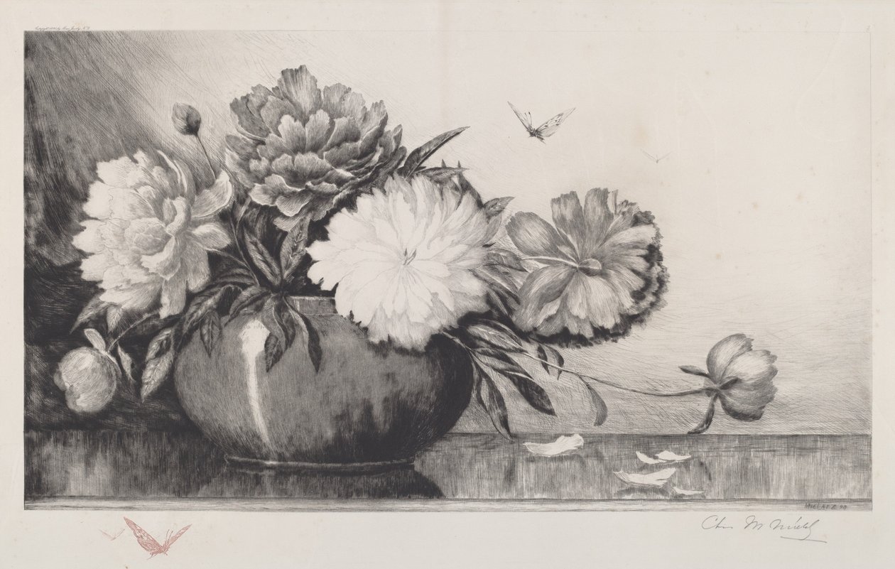 Sans titre Pivoines dans un bol, 1890 - Charles Frederick William Mielatz