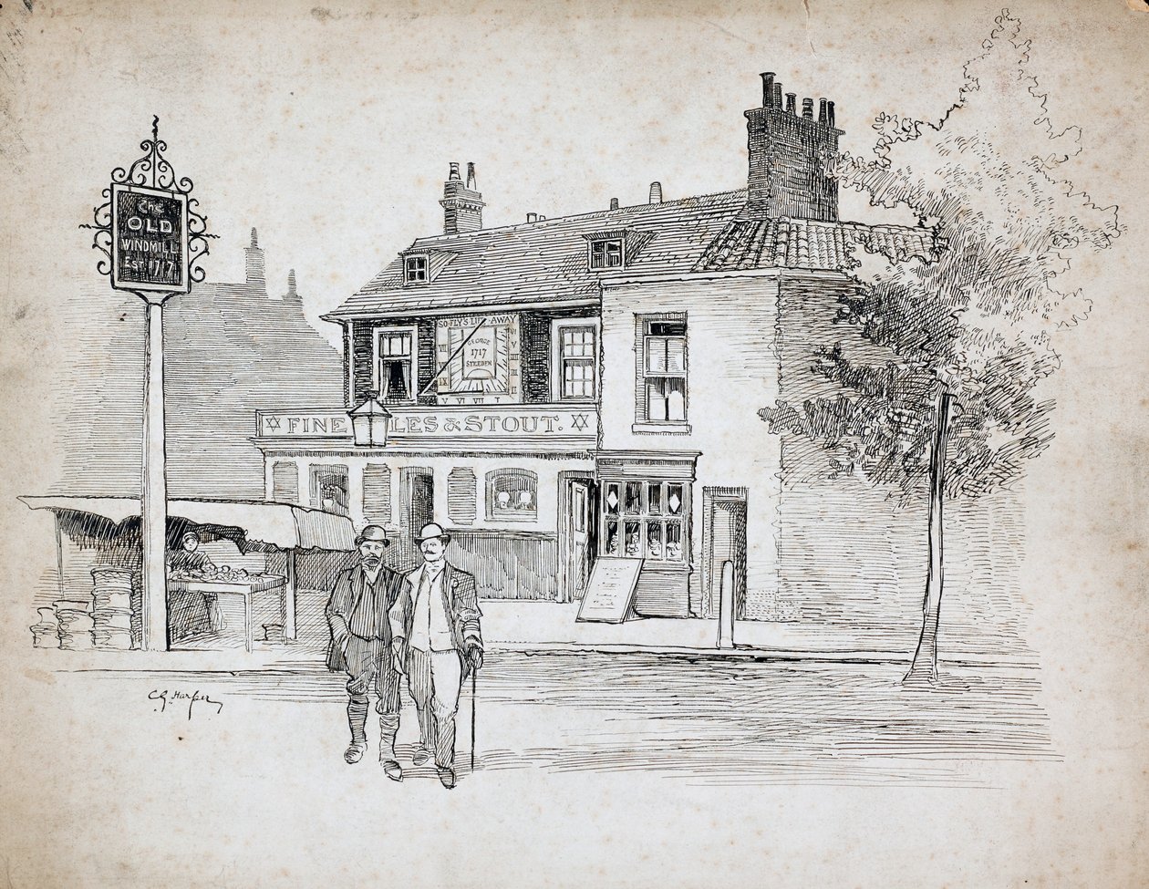 Ancien moulin à vent, 214-214 Chiswick High Road, Turnham Green, Londres, 1892-1933 - Charles George Harper