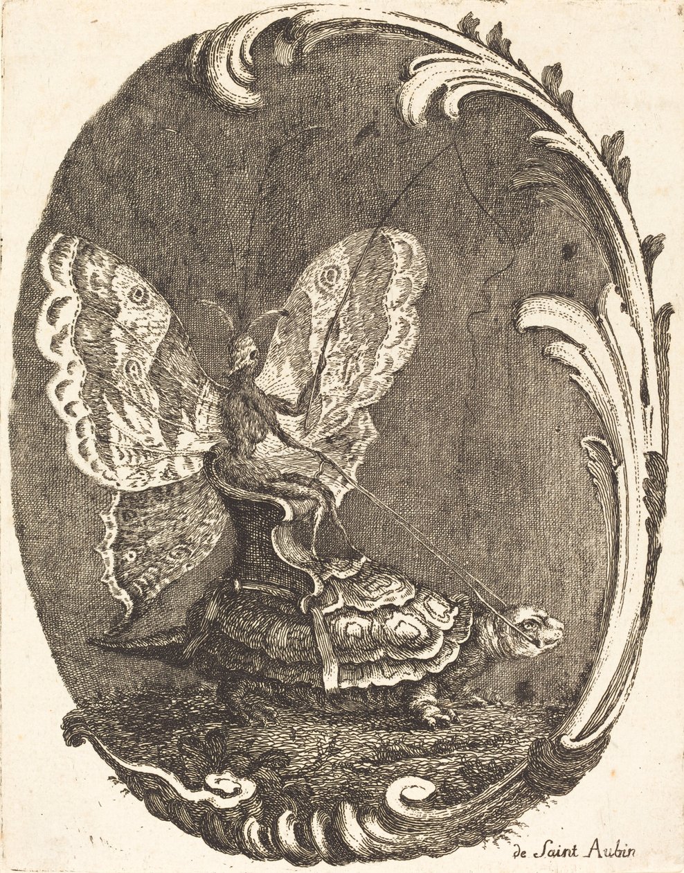 Le Papillon et la Tortue - Charles Germain de Saint Aubin