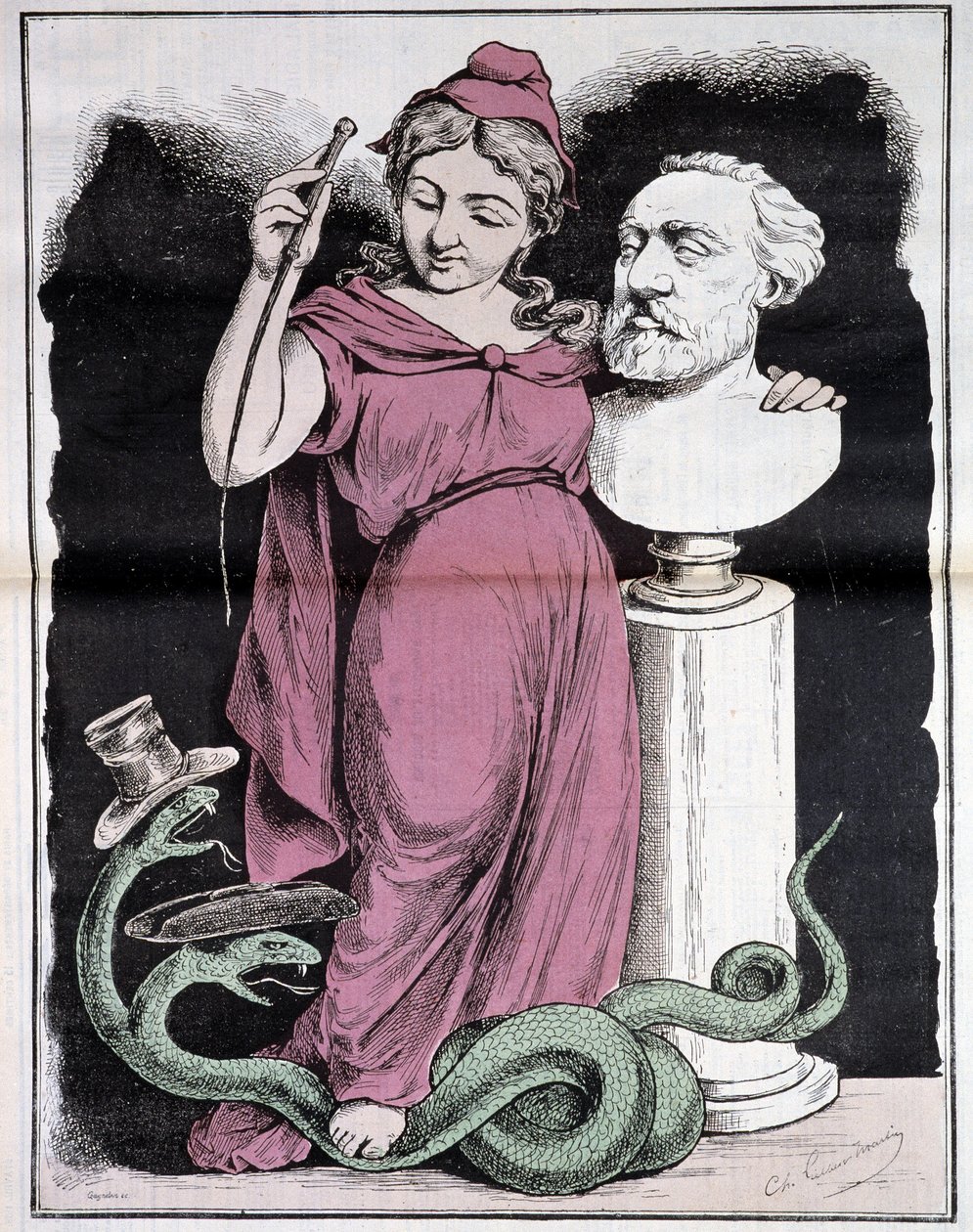 La République au concours de la ville de Paris: Mon sujet de concours - par Gilbert-Martin (Marianne et Gambetta), dans « Don Quixote », mars 1878 - Charles Gilbert-Martin