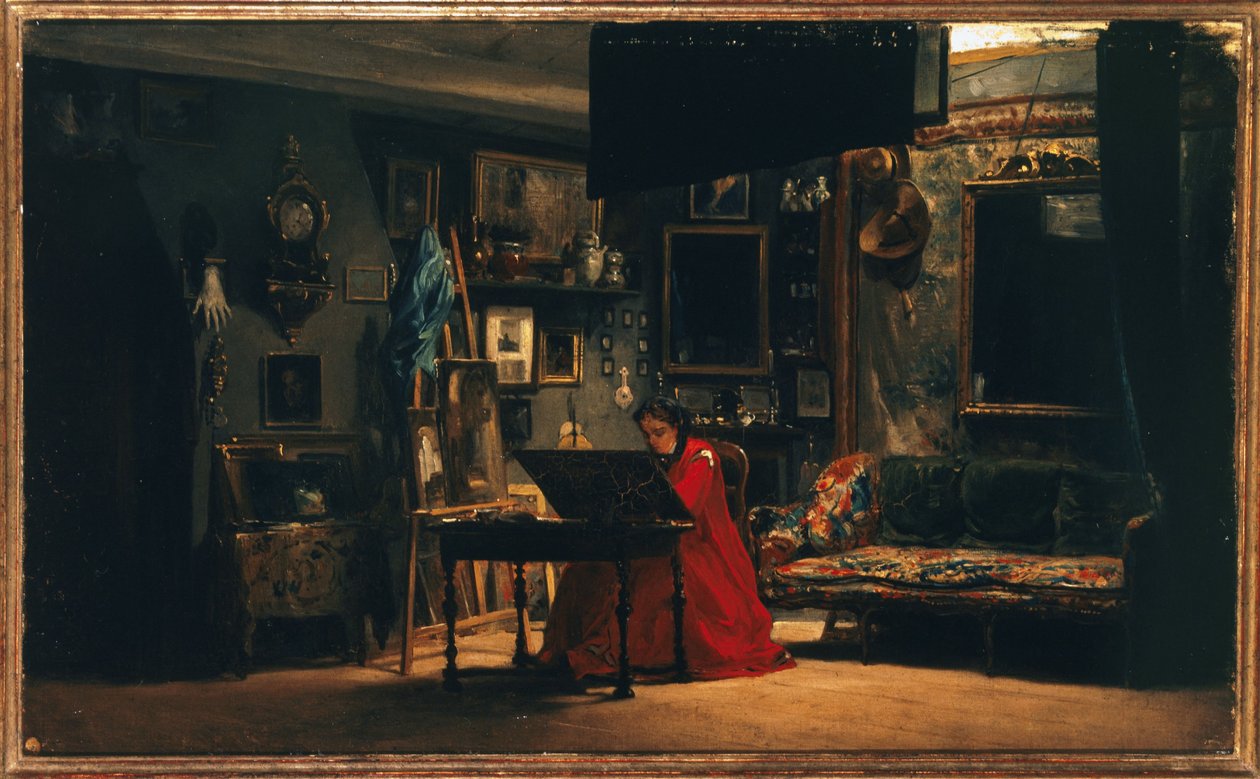 La princesse Mathilde (1820-1904) dans son atelier, rue de Courcelles, vers 1860 (huile sur toile) - Charles Giraud