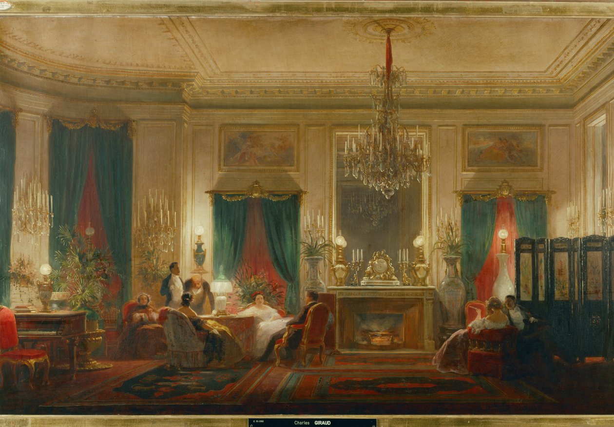 Le salon de la princesse Mathilde, fille du roi Jérôme et de la reine Catherine de Wurtemberg, rue de Courcelle à Paris ... (huile sur toile) - Charles Giraud