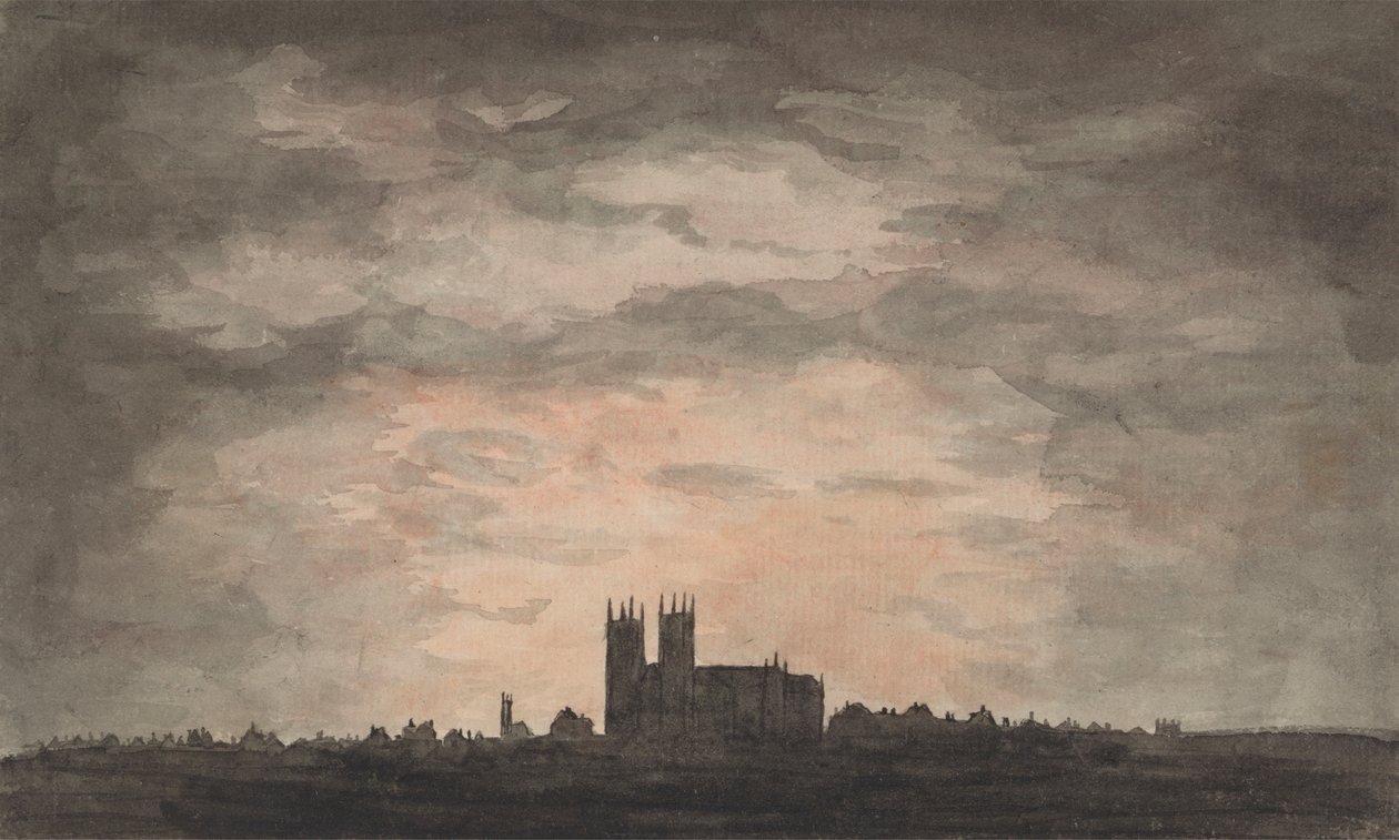 Une grande église (Abbaye de Westminster) au coucher du soleil - Charles Gore