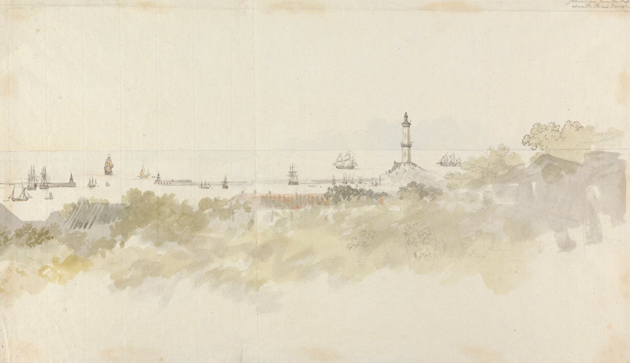 Gênes - Un paysage marin avec des navires - Charles Gore