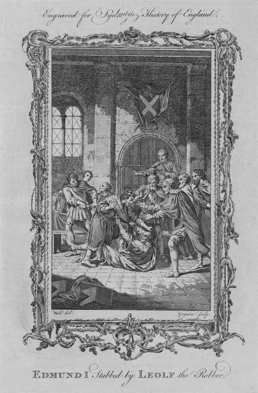 Edmond Ier poignardé par Leolf le Voleur, 1773 - Charles Grignion