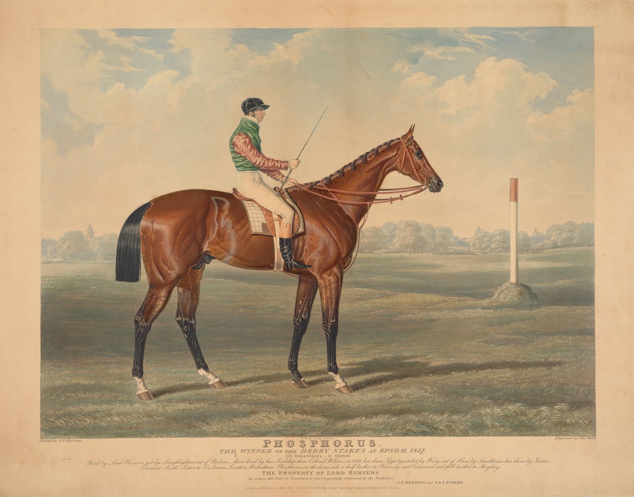 Course : « Phosphorus », monté par George Edwards, vainqueur des Derby Stakes à Epsom, 1837 - Charles Hunt