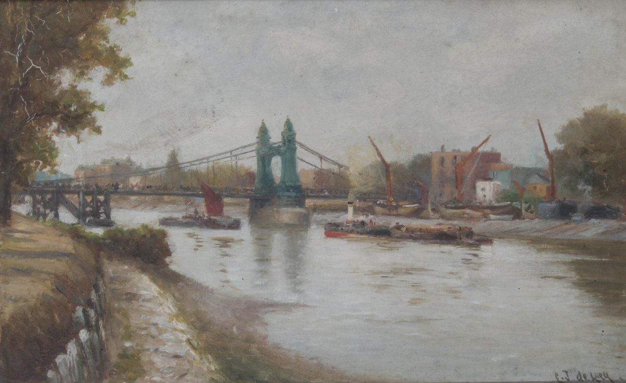Pont de Hammersmith - le présent - après 1887 - vue depuis la rive du Surrey - Charles John de Lacy