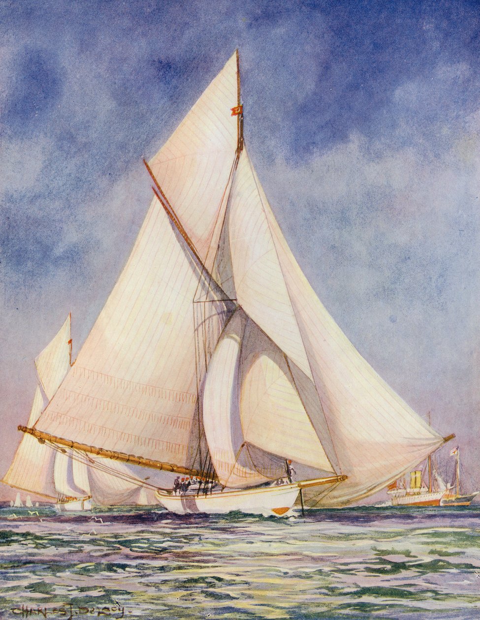 Yachting (lithographie couleur) - Charles John de Lacy
