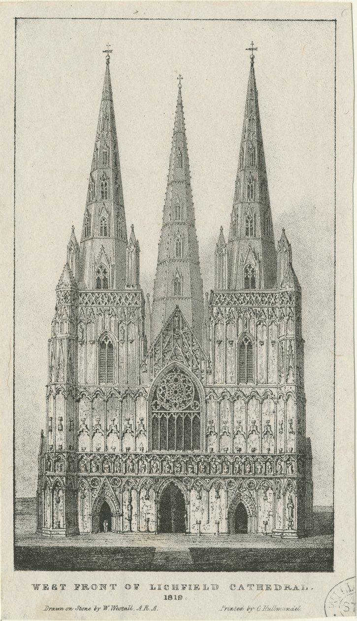 Cathédrale de Lichfield - Façade ouest - Charles Joseph Hullmandel