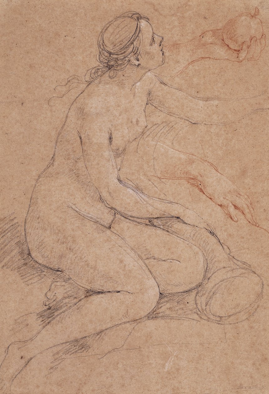 Une nymphe appuyée sur une corne d