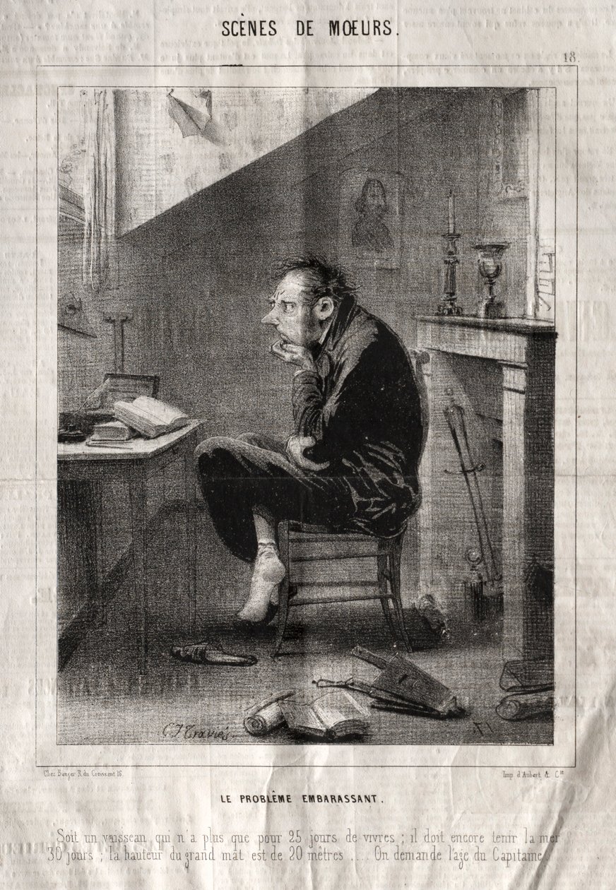 Scènes de Moeurs: Le Problème embarrassant - Charles Joseph Traviès de Villers